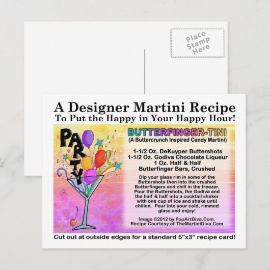 Butterfinger-Tini Martini Recept Briefkaart (Voorkant / Achterkant)