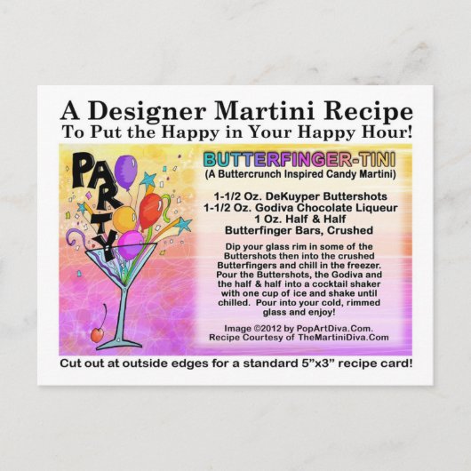 Butterfinger-Tini Martini Recept Briefkaart (Voorkant)