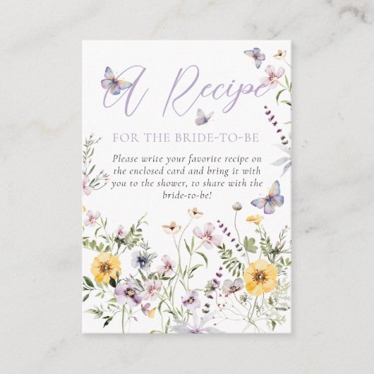 Butterflay Paarse Bloemen Vrijgezellenfeest recept Informatiekaartje (Voorkant)