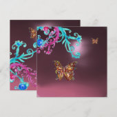 BUTTERFLES AMETHYST, paars blauw, lichtroze rood Kaart (Voorkant / Achterkant)