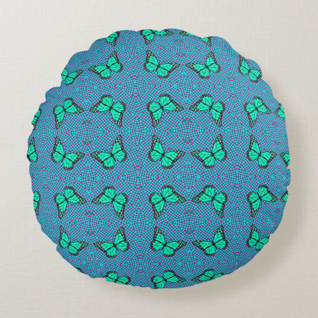 BUTTERFLES BLAUW SIERKUSSEN ROND KUSSEN (Voorkant)