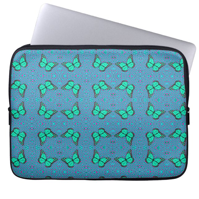 BUTTERFLES BLUE LAPTOP SLEEVE (Voorkant)