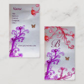 BUTTERFLES EN MAGISCH RODE PAARSE ZWEEFSELMONOGRAM VISITEKAARTJE (Voorkant / Achterkant)
