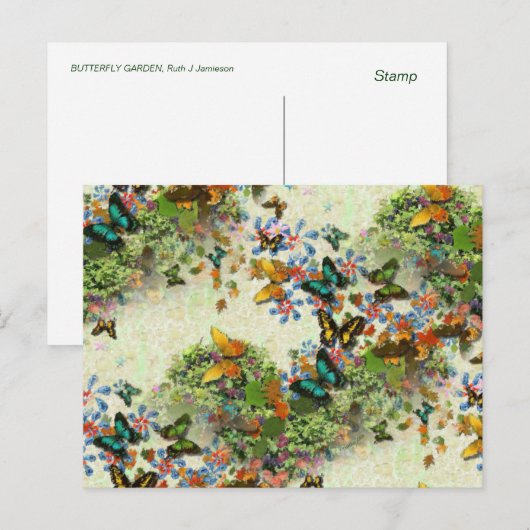 BUTTERFLES GARDEN PC5-ontwerp Briefkaart (Voorkant / Achterkant)