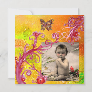BUTTERFLES IN BABY SHOWER-fotosjabloon GEEL Kaart