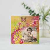 BUTTERFLES IN BABY SHOWER-fotosjabloon GEEL Kaart (Staand voorkant)