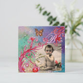 BUTTERFLES IN BLUE, BABY BOY SHOWER Photo Template Kaart (Staand voorkant)