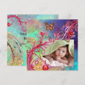 BUTTERFLES IN BLUE, BABY BOY SHOWER Photo Template Kaart (Voorkant / Achterkant)