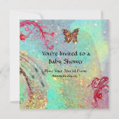 BUTTERFLES IN BLUE, BABY BOY SHOWER Photo Template Kaart (Achterkant)