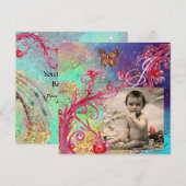 BUTTERFLES IN BLUE, BABY BOY SHOWER Photo Template Kaart (Voorkant / Achterkant)