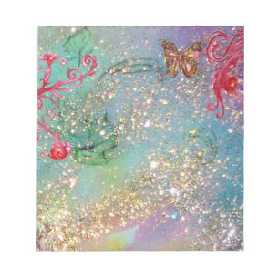 BUTTERFLES IN BLUE GREEN SPARKLES NOTITIEBLOK