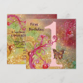 BUTTERFLES IN GOLD SPARKLES 2 Eerste verjaardag Kaart (Voorkant / Achterkant)