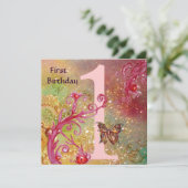 BUTTERFLES IN GOLD SPARKLES 2 Eerste verjaardag Kaart (Staand voorkant)