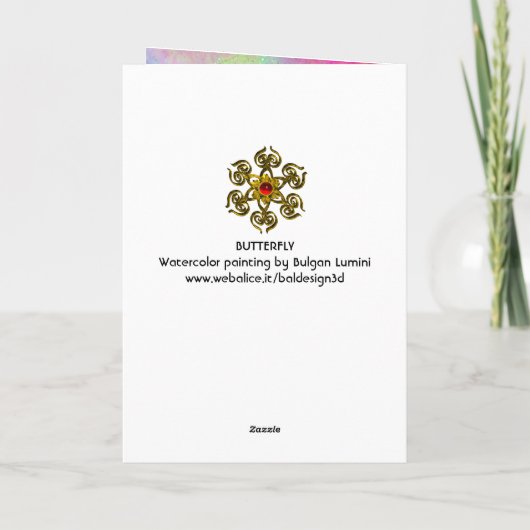 BUTTERFLES IN GOLD SPARKLES Fotosjabloon Kaart (Achterkant)