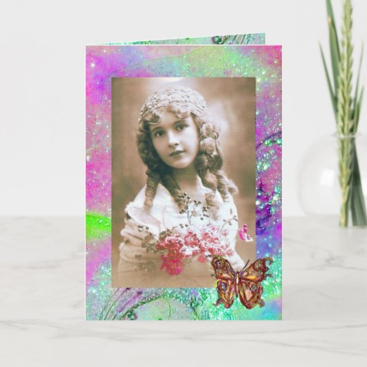 BUTTERFLES IN GOLD SPARKLES Fotosjabloon Kaart (Voorkant)