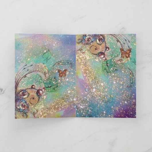 BUTTERFLES IN GOLD SPARKLES Fotosjabloon Kaart (Binnen)