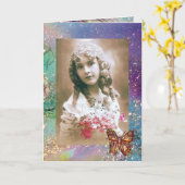 BUTTERFLES IN GOLD SPARKLES Fotosjabloon Kaart (Gele Bloem)