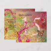 BUTTERFLES IN GOLD SPARKLES Quinceanera Birthday Kaart (Voorkant / Achterkant)