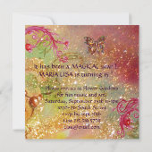 BUTTERFLES IN GOLD SPARKLES Quinceanera Birthday Kaart (Achterkant)