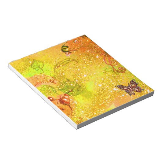 BUTTERFLES IN GOUD GEEL NOTITIEBLOK (Schuin)