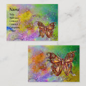BUTTERFLES IN GOUD GEEL PAARSE GROENEN VISITEKAARTJE (Voorkant / Achterkant)