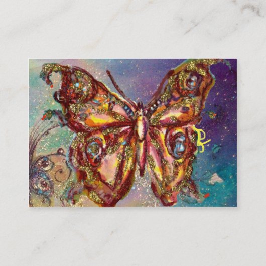 BUTTERFLES IN GOUD GEEL PAARSE GROENEN VISITEKAARTJE (Achterkant)