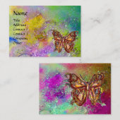 BUTTERFLES IN GOUD GEEL PAARSE GROENEN VISITEKAARTJE (Voorkant / Achterkant)