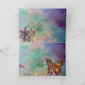 BUTTERFLES IN GOUD SPARKLES, Blue Green Blauwgroen Kaart (Binnen)