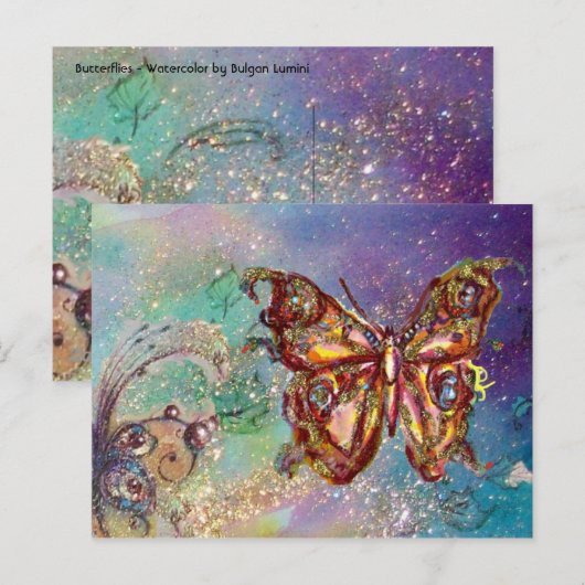 BUTTERFLES IN GOUDEN SPARKLES BRIEFKAART (Voorkant / Achterkant)