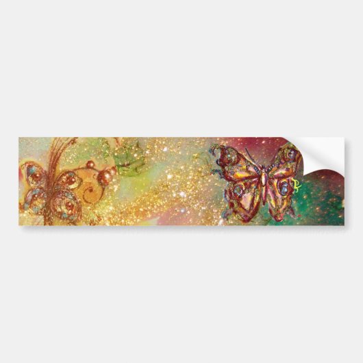 BUTTERFLES IN GOUDEN SPARKLES BUMPERSTICKER (Voorkant)