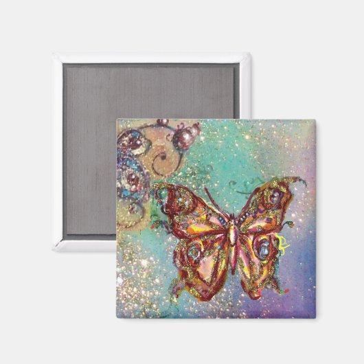 BUTTERFLES IN GOUDEN SPARKLES MAGNEET (Voorkant / Achterkant)