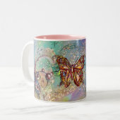 BUTTERFLES IN GOUDEN SPARKLES TWEEKLEURIGE KOFFIEMOK (Voorkant links)