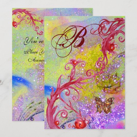 BUTTERFLES IN PAARSE SPARKLE 2 Weddenschap Kaart (Voorkant / Achterkant)