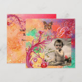 BUTTERFLES IN PINK, BABY GIRL SHOWER Photo Templat Kaart (Voorkant / Achterkant)