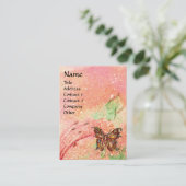 BUTTERFLES IN PINK FUCHSIA GOLD SPARKLES VISITEKAARTJE (Staand voorkant)