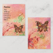 BUTTERFLES IN PINK FUCHSIA GOLD SPARKLES VISITEKAARTJE (Voorkant / Achterkant)