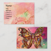 BUTTERFLES IN PINK FUCHSIA GOLD SPARKLES VISITEKAARTJE (Voorkant / Achterkant)