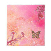 BUTTERFLES IN PINK FUCHSIA SPARKLES NOTITIEBLOK (Voorkant)