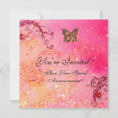 BUTTERFLES IN PINK SPARKLES Weduwfotosjabloon Kaart (Achterkant)