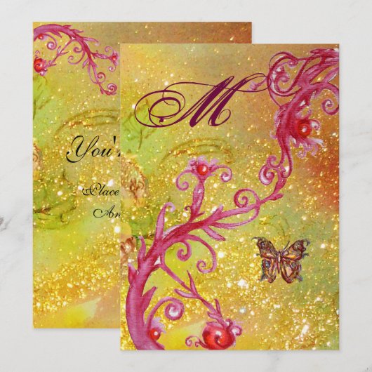 BUTTERFLES IN SPARKLES 2 Elegant bruiloft Monogram Kaart (Voorkant / Achterkant)