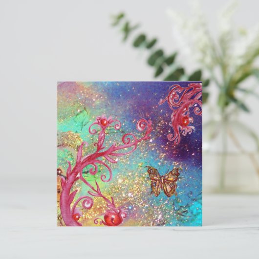 BUTTERFLES IN SPARKLES 2 , Elegant Wedding Party Kaart (Staand voorkant)