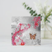 BUTTERFLES IN SPARKLES 2 , Elegant Wedding Party Kaart (Staand voorkant)