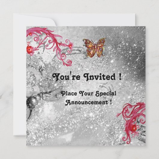 BUTTERFLES IN SPARKLES 2 , Elegant Wedding Party Kaart (Achterkant)