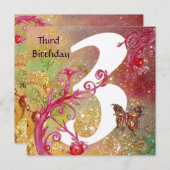 BUTTERFLES IN SPARKLES Derde verjaardag Kaart (Voorkant / Achterkant)