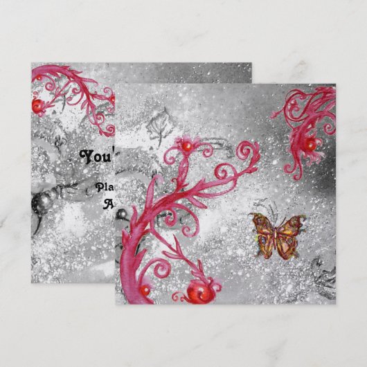 BUTTERFLES IN SPARKLES Elegant Weddenijs metallisc Kaart (Voorkant / Achterkant)
