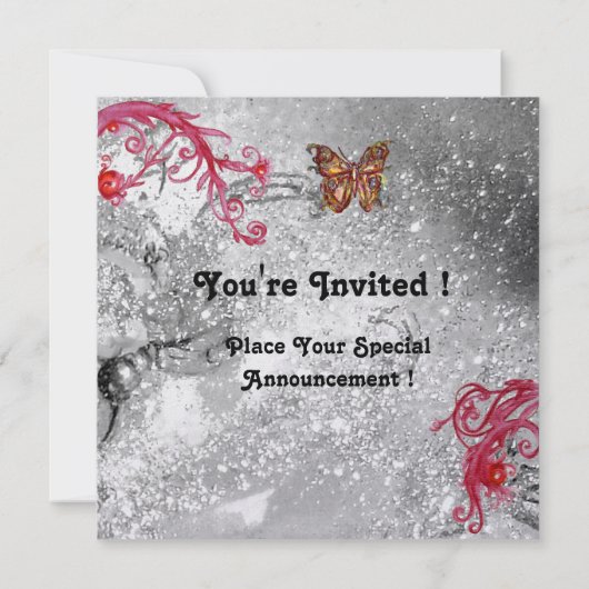 BUTTERFLES IN SPARKLES Elegant Weddenijs metallisc Kaart (Achterkant)