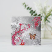 BUTTERFLES IN SPARKLES Elegant Weddenijs metallisc Kaart (Staand voorkant)