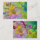 BUTTERFLES IN SPARKLES, GEEL MONOGRAM VAN DE ZWEEF VISITEKAARTJE (Voorkant / Achterkant)