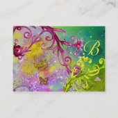 BUTTERFLES IN SPARKLES, GEEL MONOGRAM VAN DE ZWEEF VISITEKAARTJE (Achterkant)