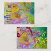 BUTTERFLES IN SPARKLES, GEEL MONOGRAM VAN DE ZWEEF VISITEKAARTJE (Voorkant / Achterkant)